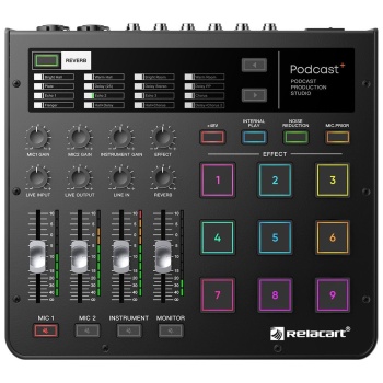 Relacart 12 001 Podcast+ Production Studio Canlı Yayın Ses Mikseri | Hepsi Bir Arada Podcast Mikseri ve Ses Kartı